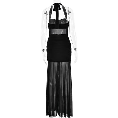 Valentina Sheer Halter Panel Gown