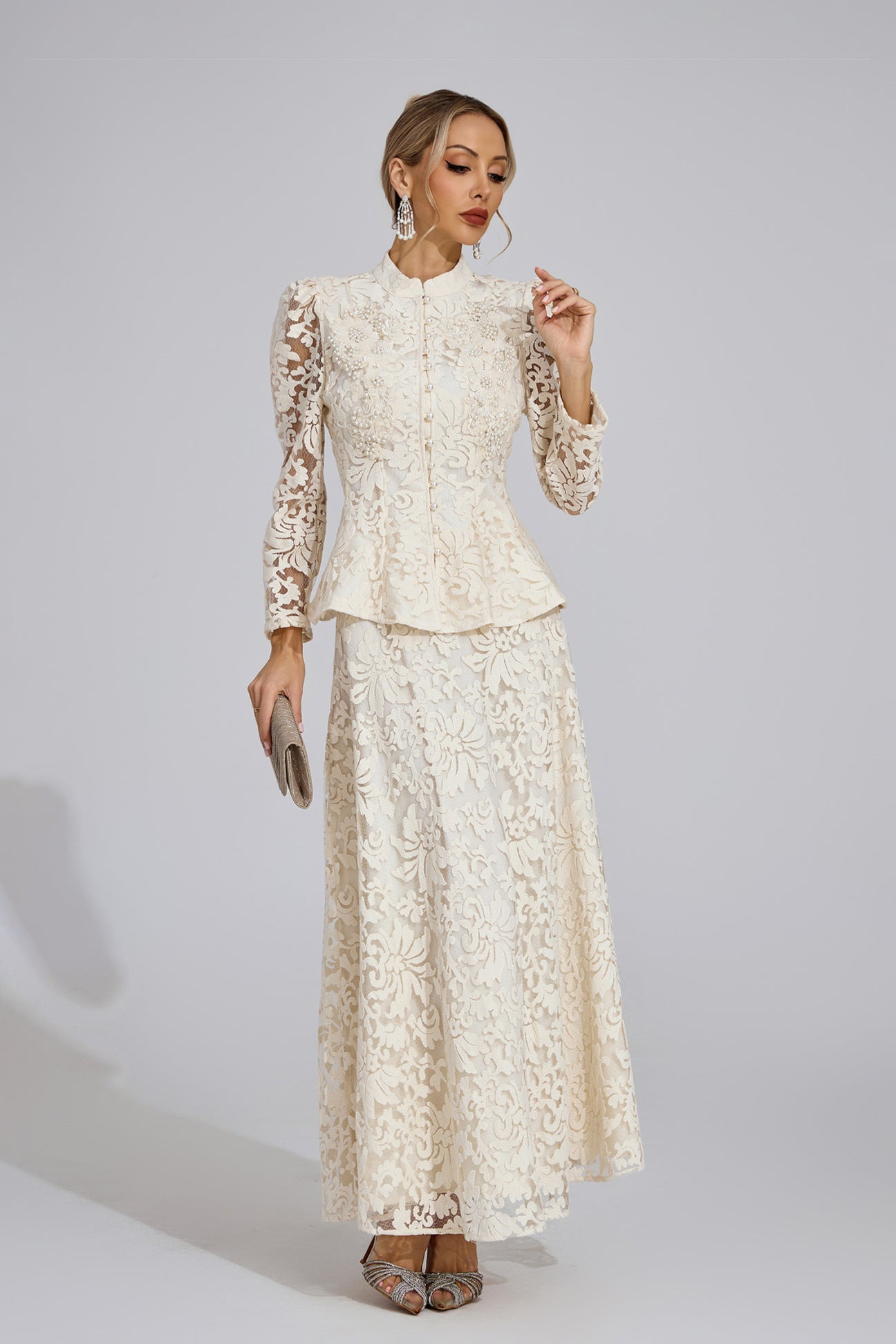 Eloise Lace Peplum Two-Piece Set