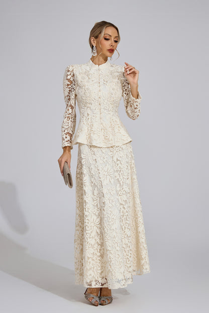 Eloise Lace Peplum Two-Piece Set