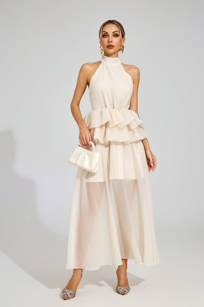 Soleil Ruffle Halter Maxi Dress