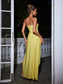 Flower high split yellow maxi dress