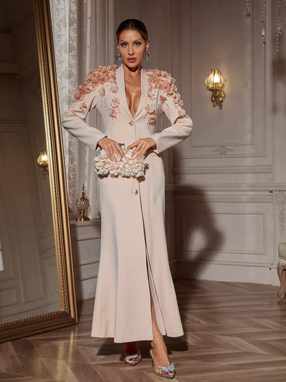 Rosalie 3D Floral Blazer Gown