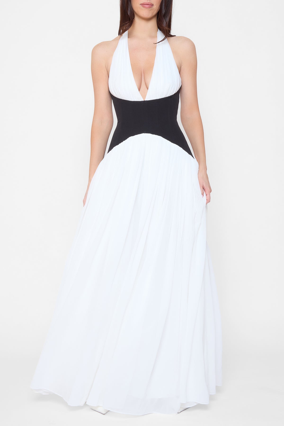 Odette Monochrome Halter Gown