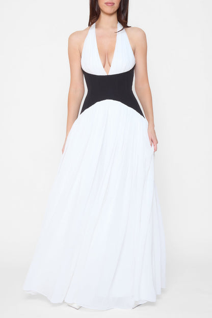 Odette Monochrome Halter Gown