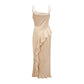 Georgie asymmetric satin maxi dress