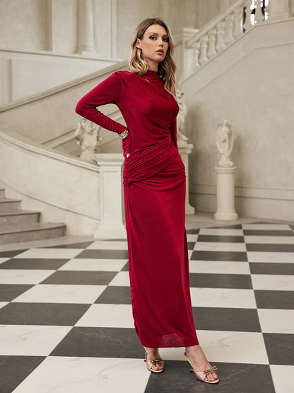 Noéline Draped Velvet Maxi Dress