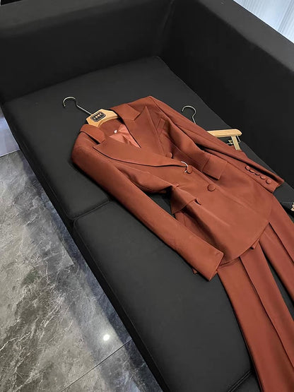 Vienna Double-Breasted Blazer and Flared Pants Set