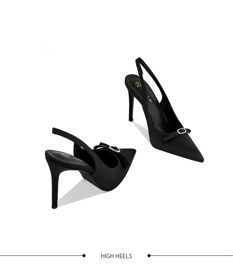 Amara Satin Bow Slingback Heels