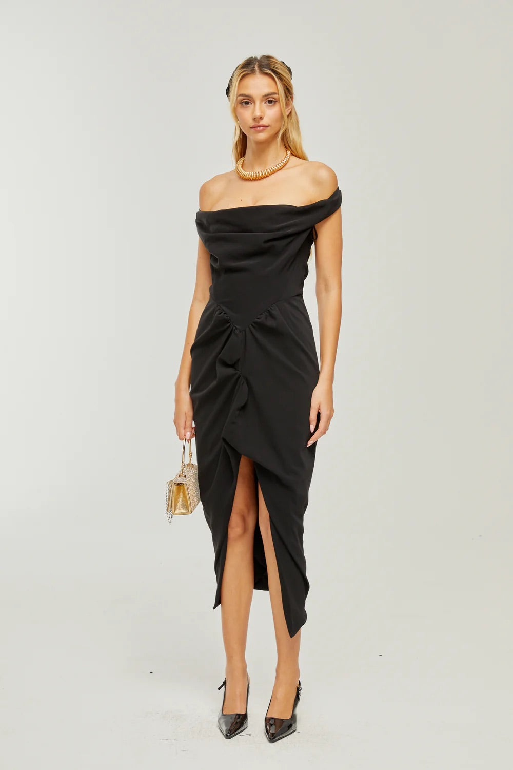 Louise asymmetric midi dress