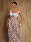 Flower white mesh maxi dress