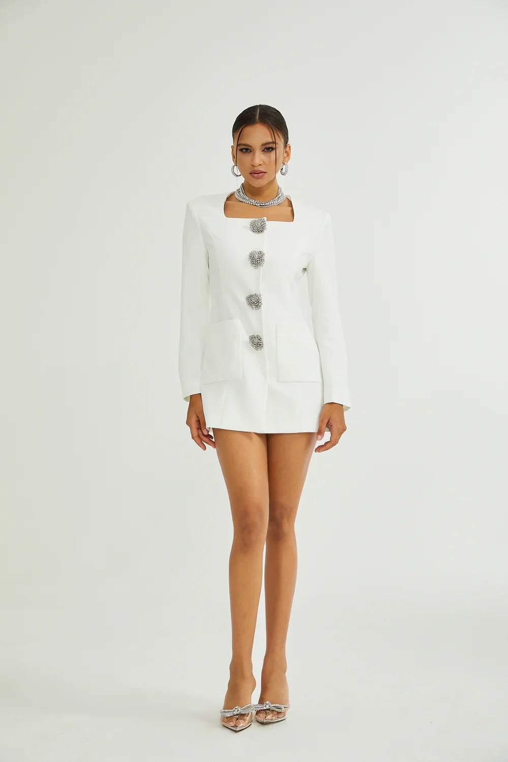 Vivi white blazer mini dress