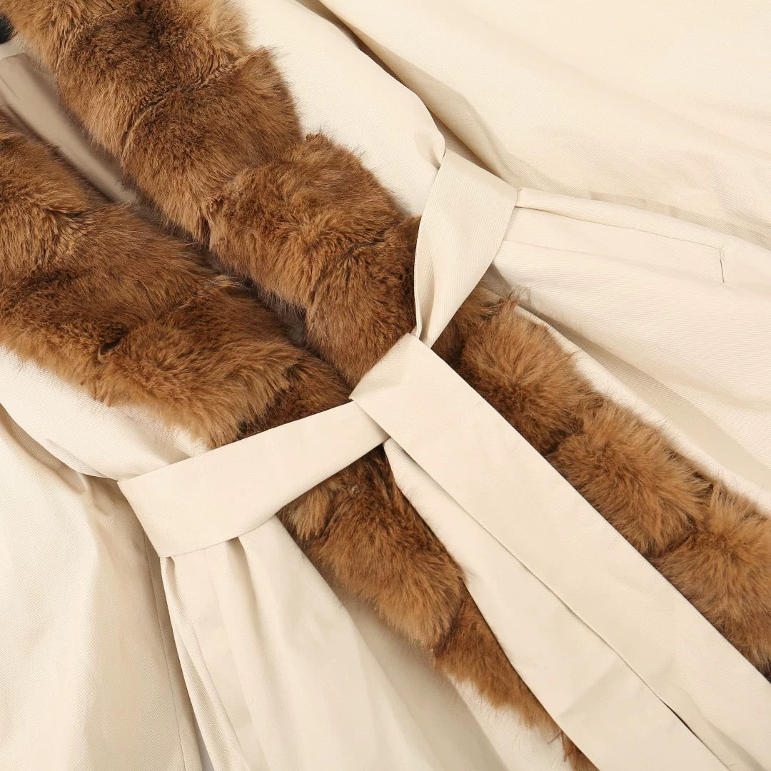 Dominique Faux Fur Balloon Hem Coat