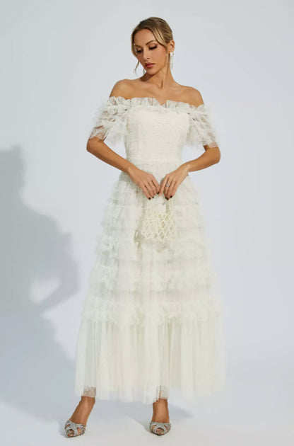 Kai off shoulder mesh maxi dress