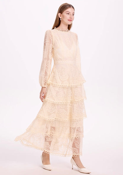 Élise Tiered Lace Maxi Dress