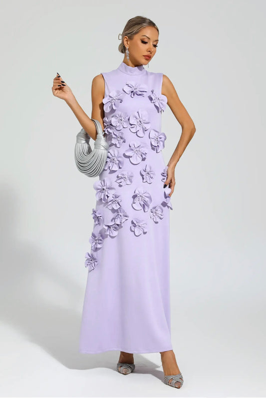 Flower purple maxi dress