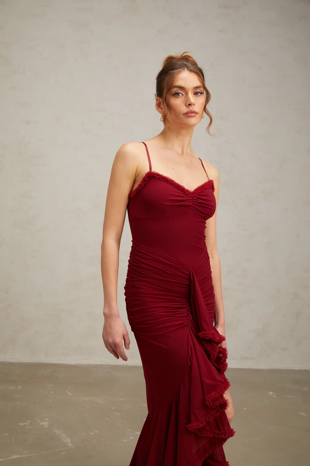 Tulle asymétrique maxi dress