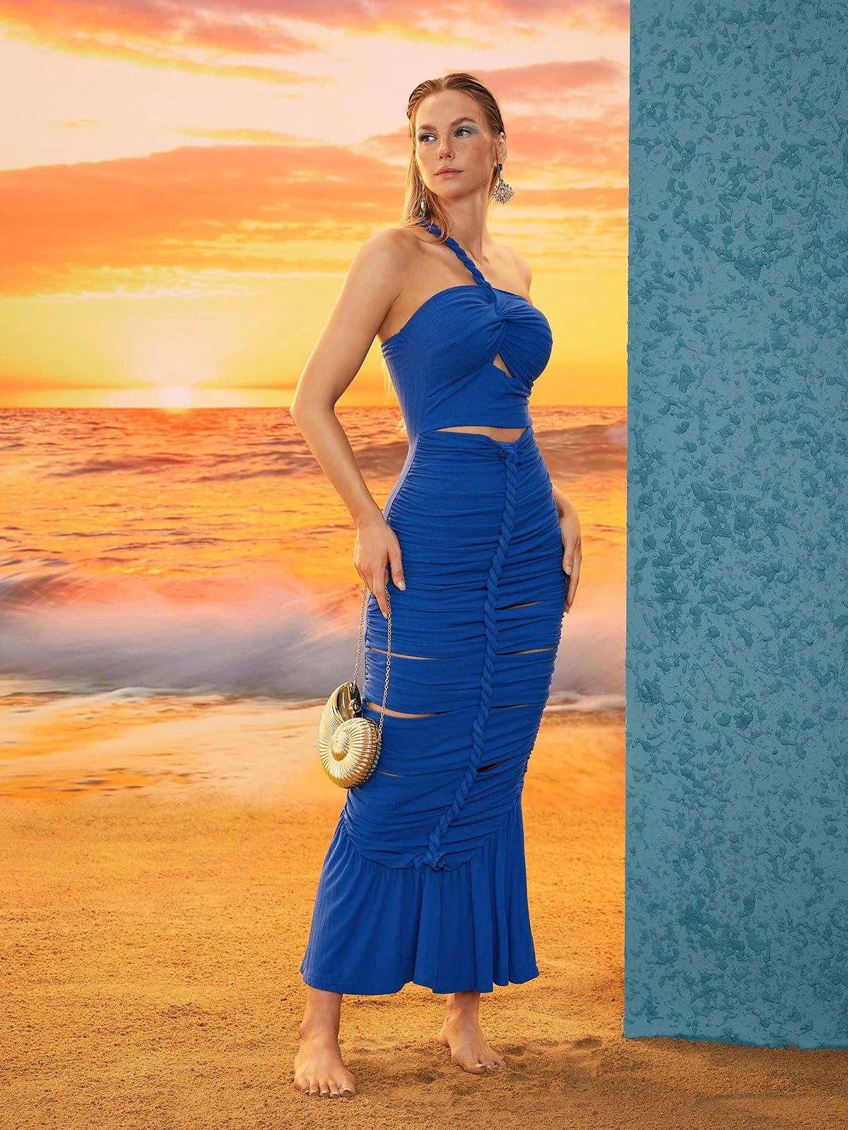 Paula cutout blue midi dress