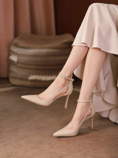 Annie Nude Ankle Strap Heels