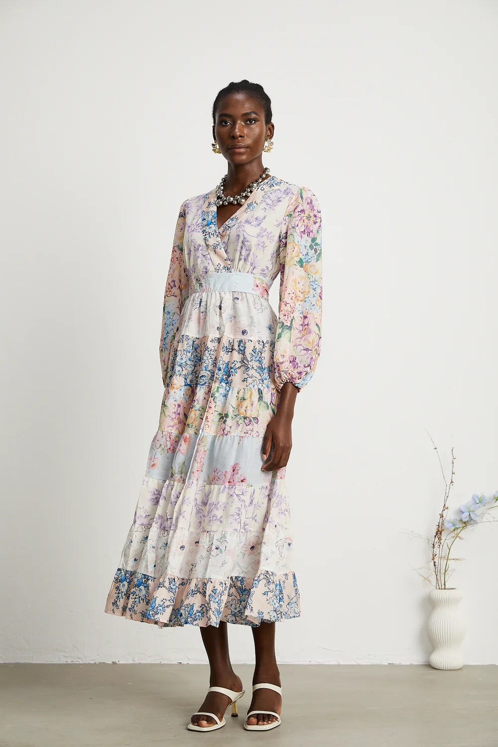 Alicia tied floral midi dress