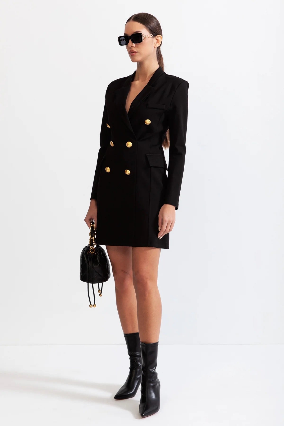 Black classic blazer minidress (8284693266670)