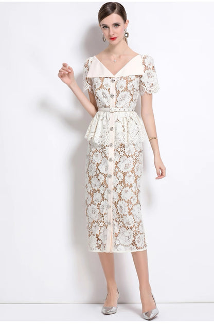 Clarisse Lace Midi Dress