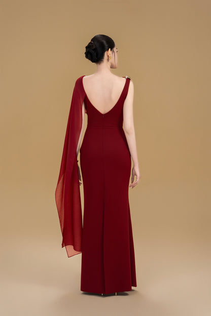 Davina cape maxi dress