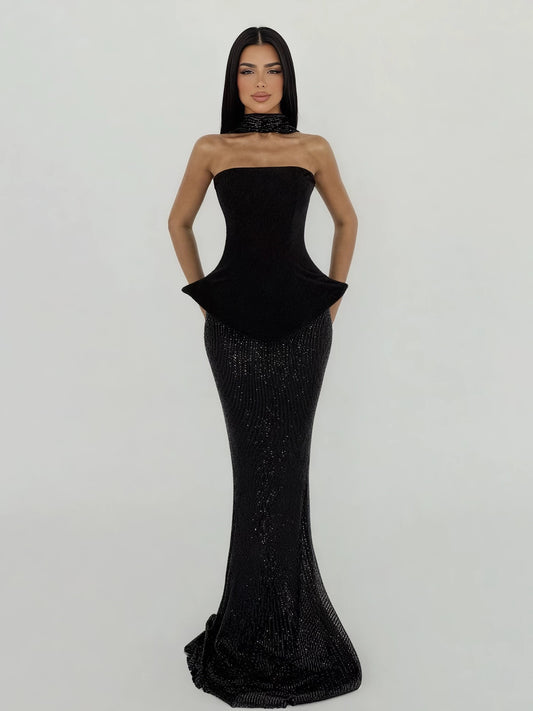 Seraphina Sculpted Glitter Gown