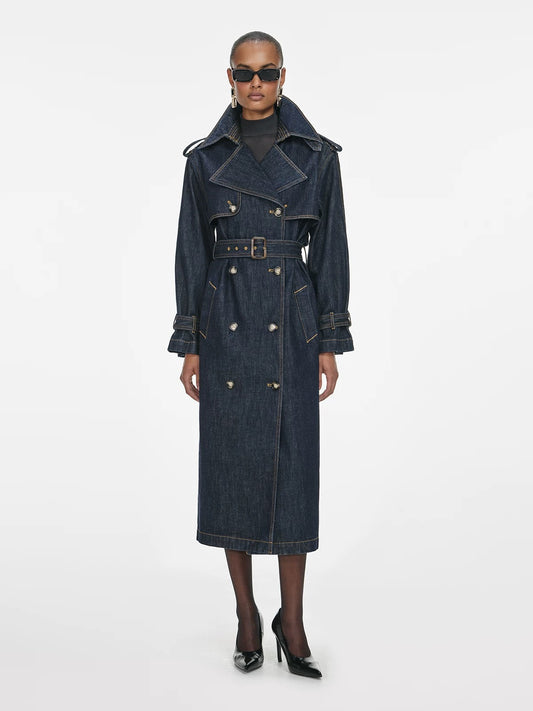 Monaco Denim Belted Trench