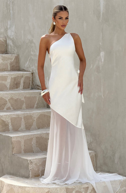 Soleil One Shoulder Sheer Mermaid Gown