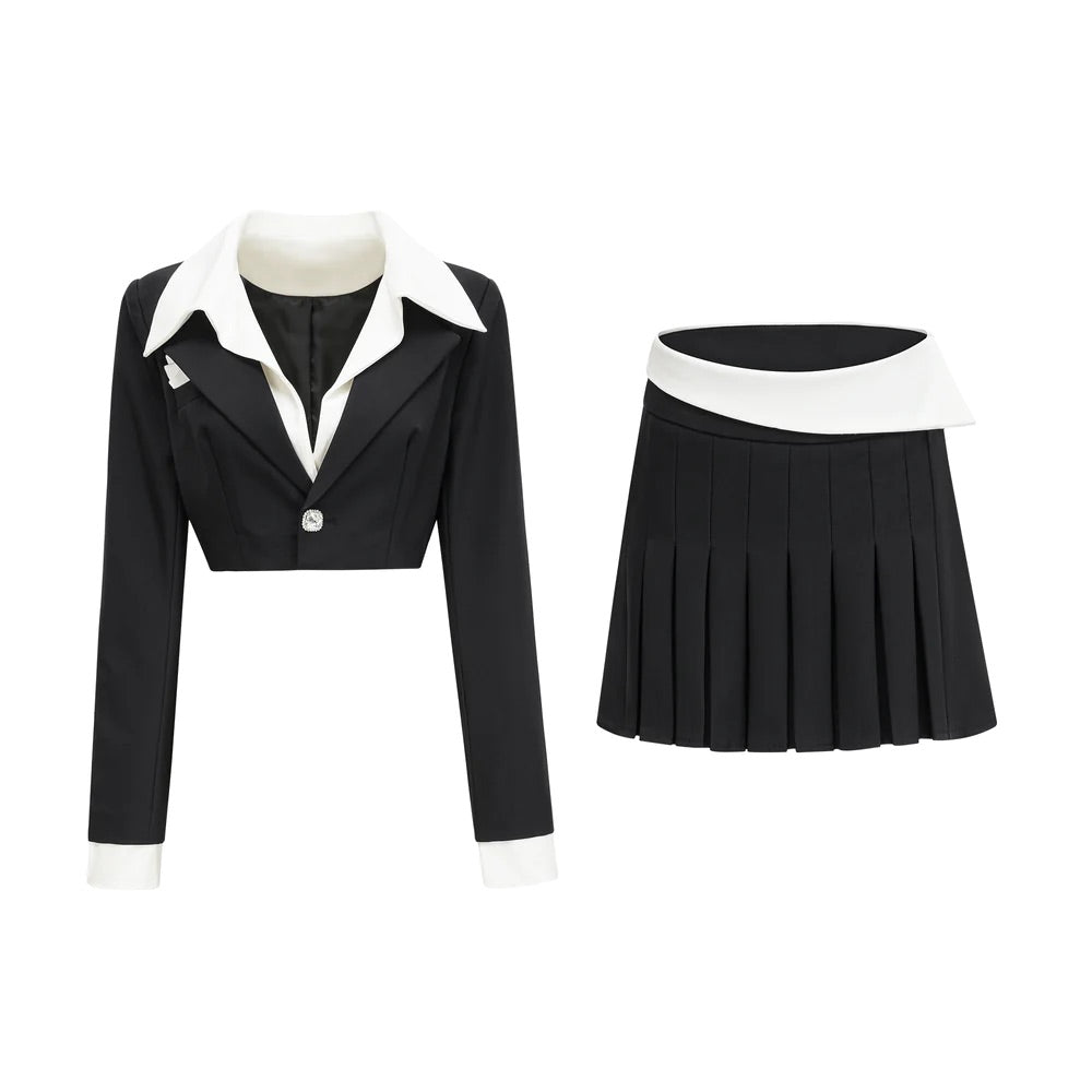 Azie cropped blazer/skirt set