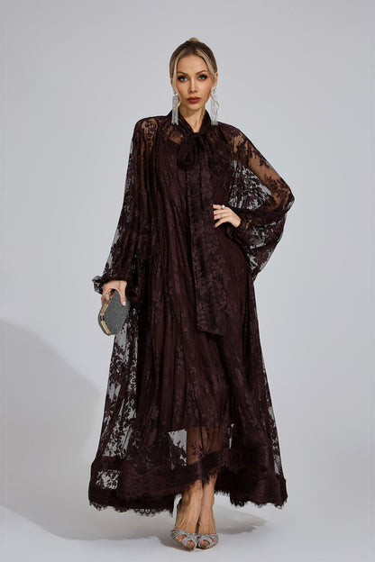 Nocturne Lace Cape Maxi Dress