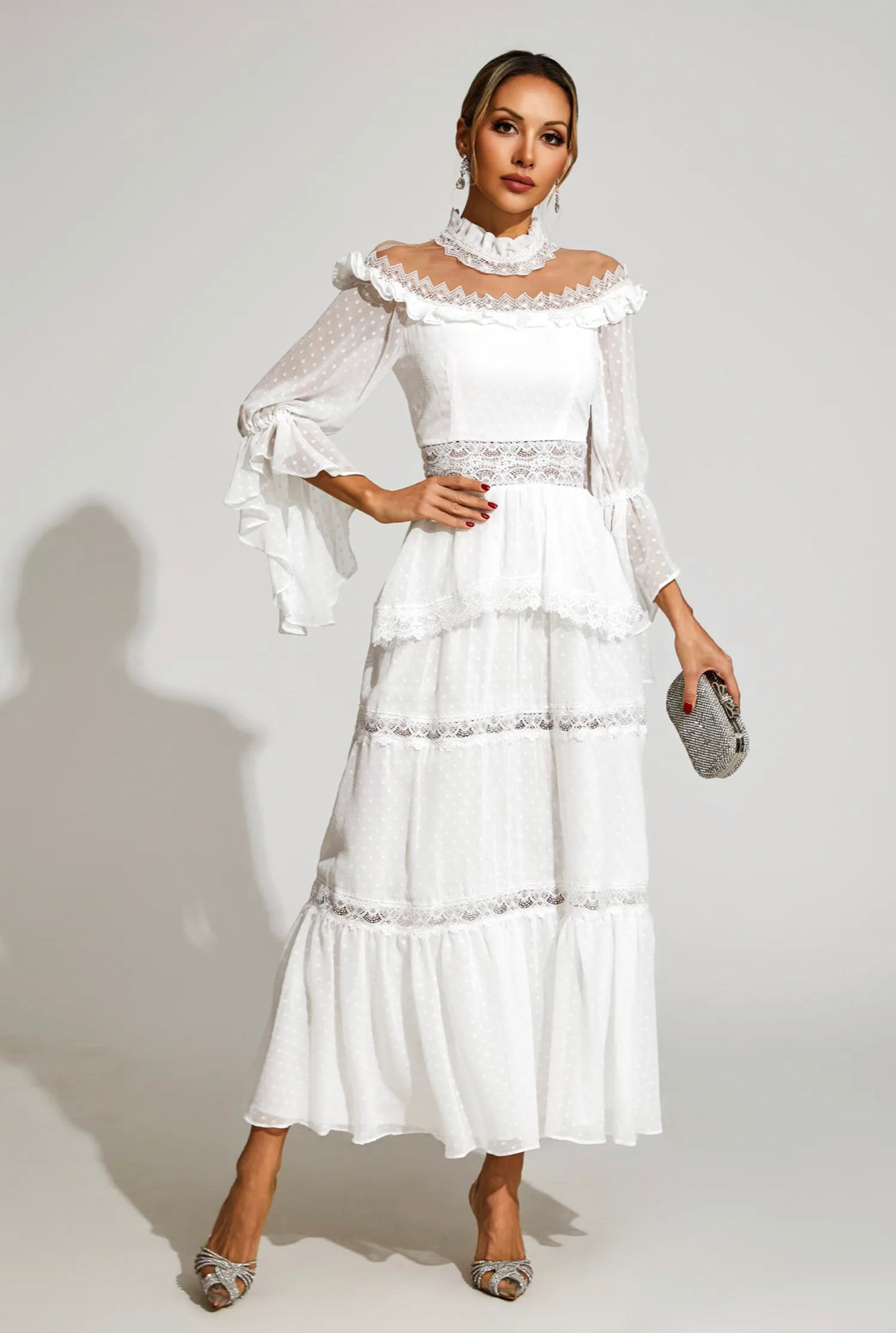 White lace maxi dress ( Preorder )