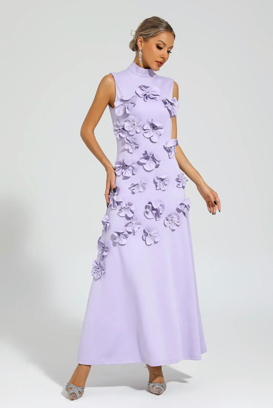 Flower purple maxi dress