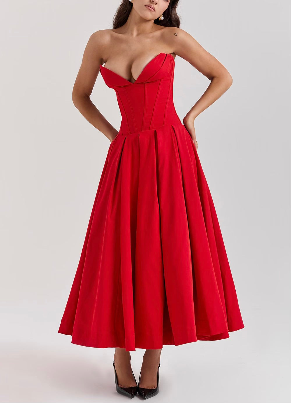 Lady strapless midi dress