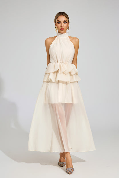 Soleil Ruffle Halter Maxi Dress