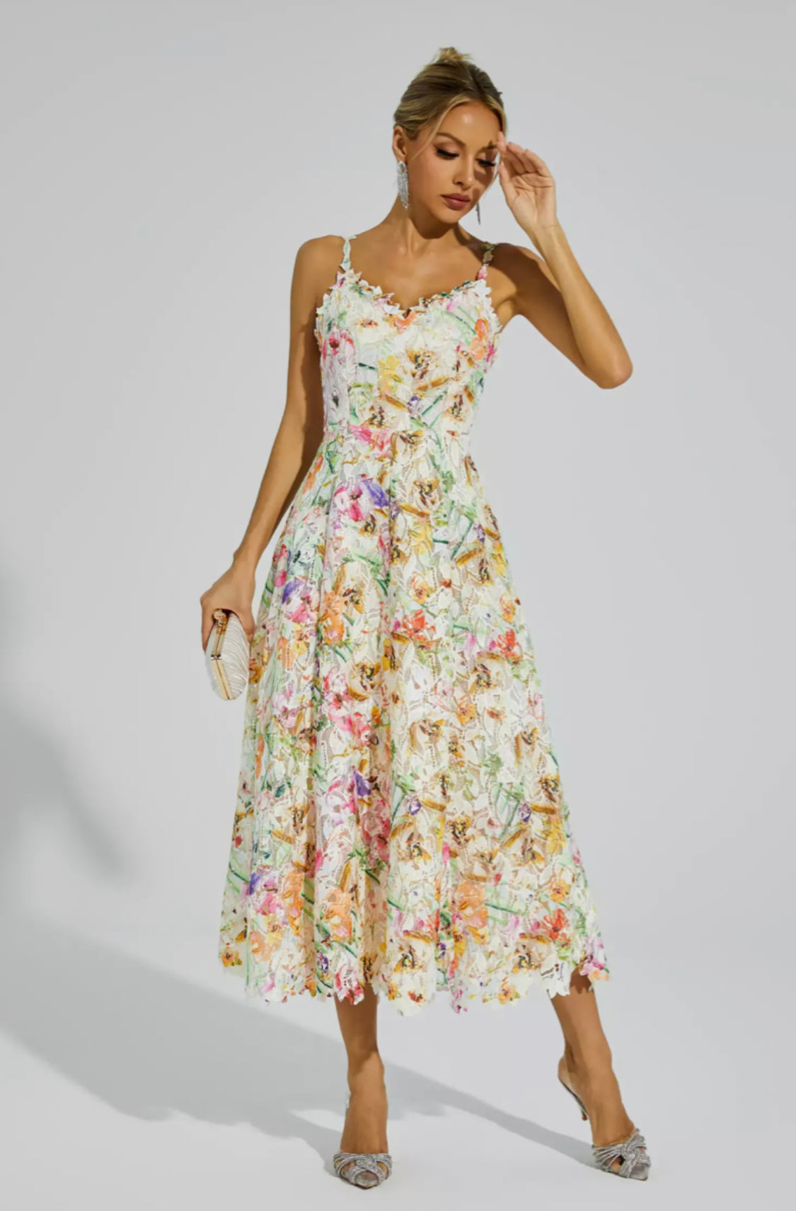 Boswell floral embroidered midi dress