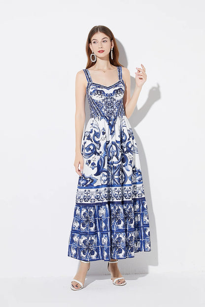 Azure Majolica Corset Dress