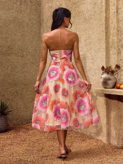 Rosalie Bloom Embroidered Midi Dress