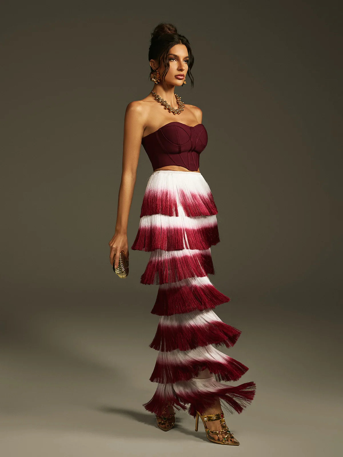 Bordeaux Cascade Fringe Set