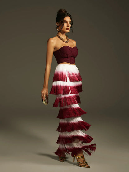 Bordeaux Cascade Fringe Set