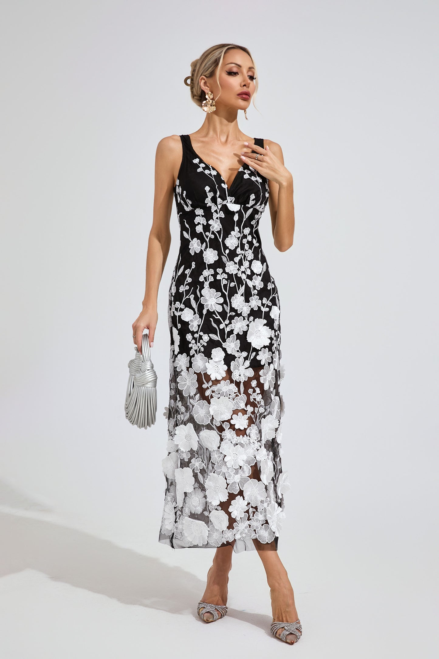 Midnight Garden Embroidered Dress