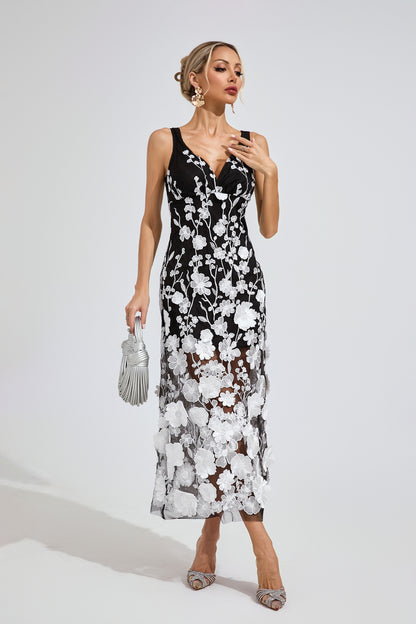 Midnight Garden Embroidered Dress