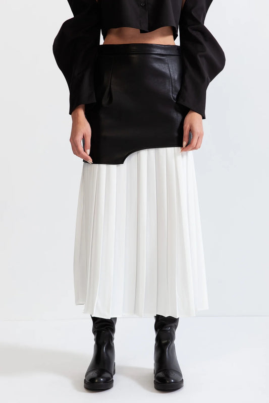 Midi skirt with vegan leather (8290920333550)