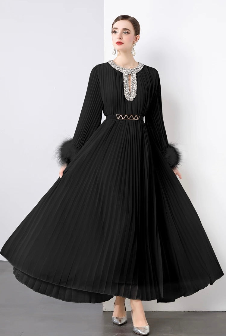 Regal Pleats crystal Gown