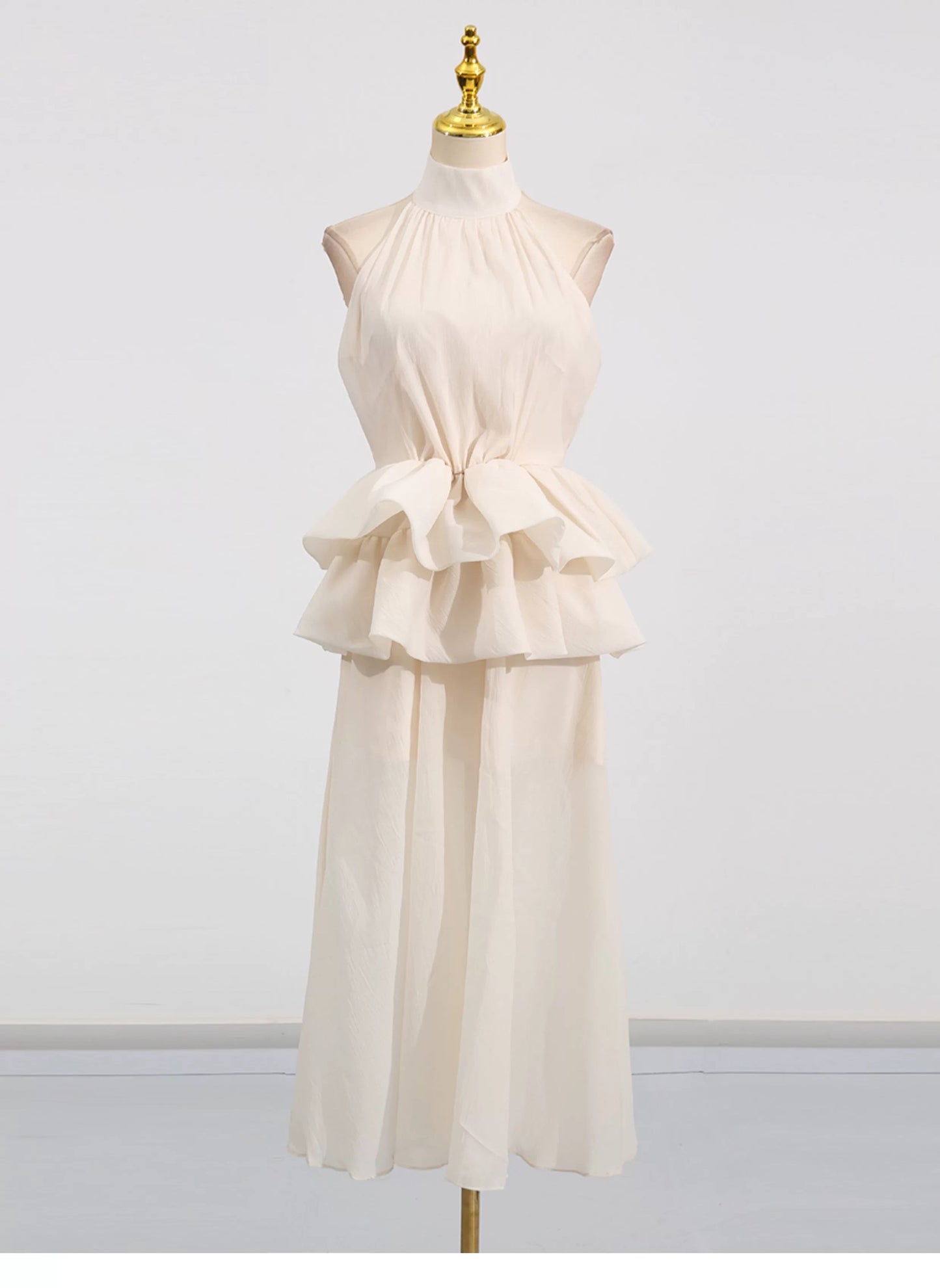 Soleil Ruffle Halter Maxi Dress
