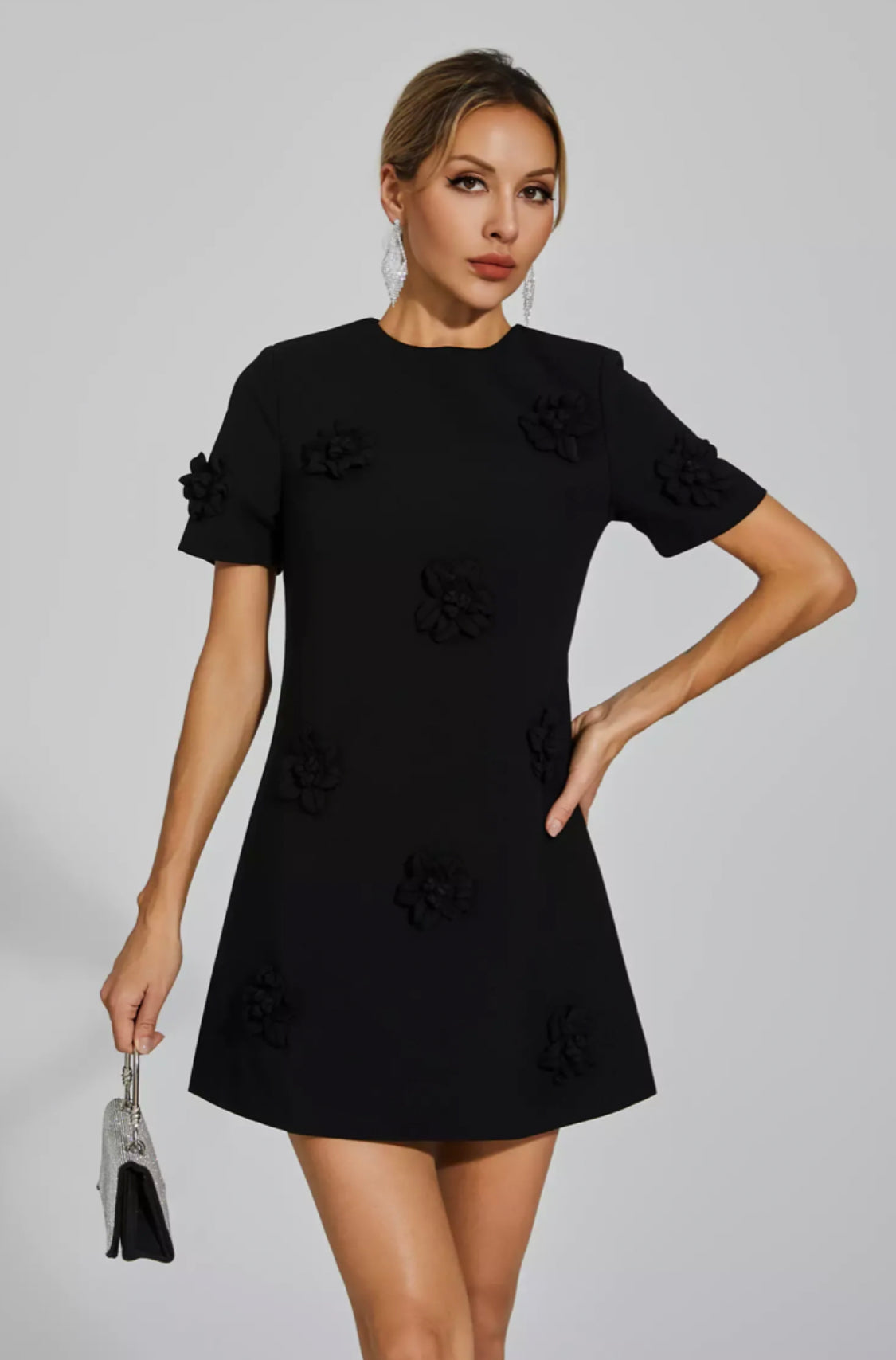 Alison jacquard flower mini dress