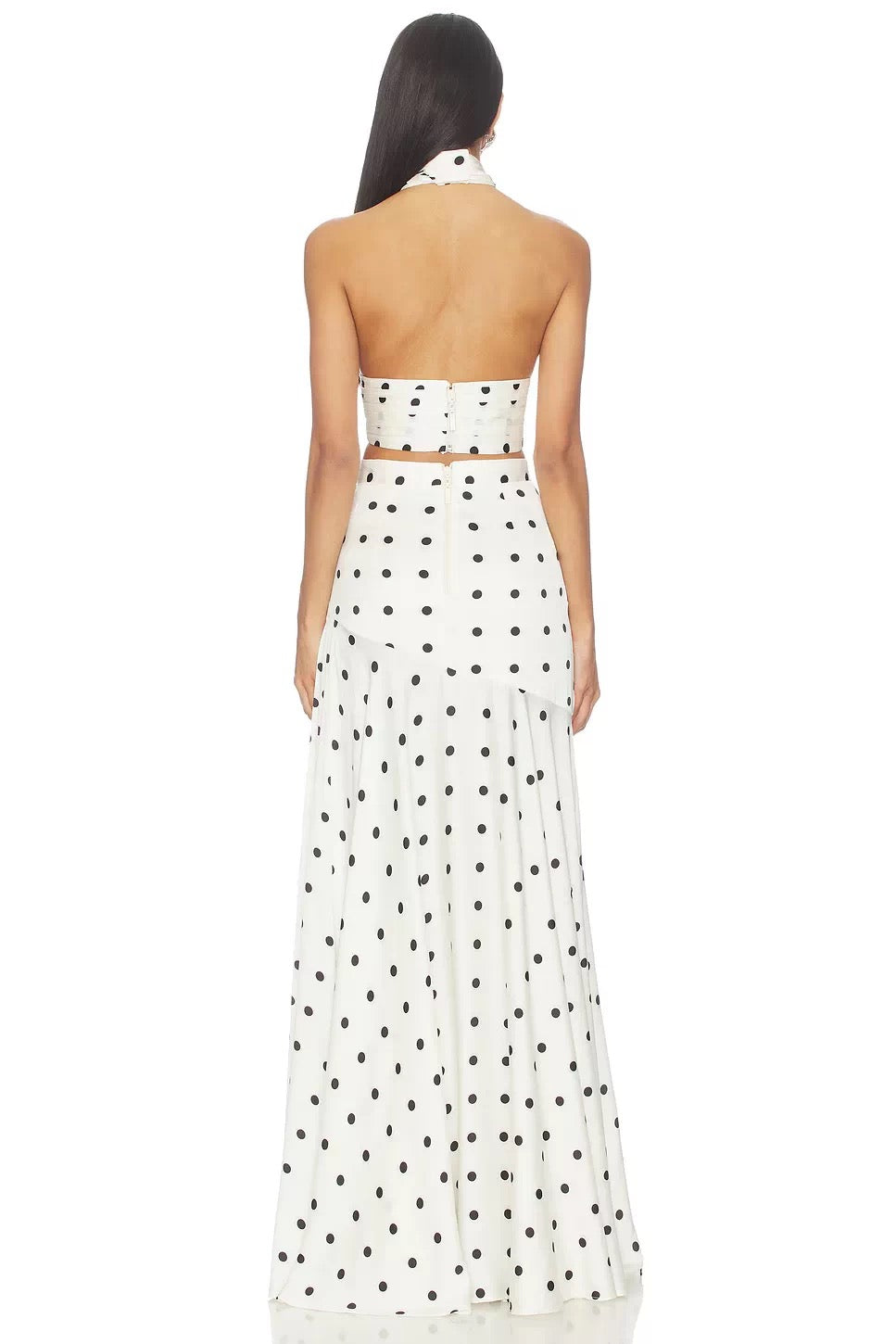 Celeste Polka Dot Halter Maxi Set