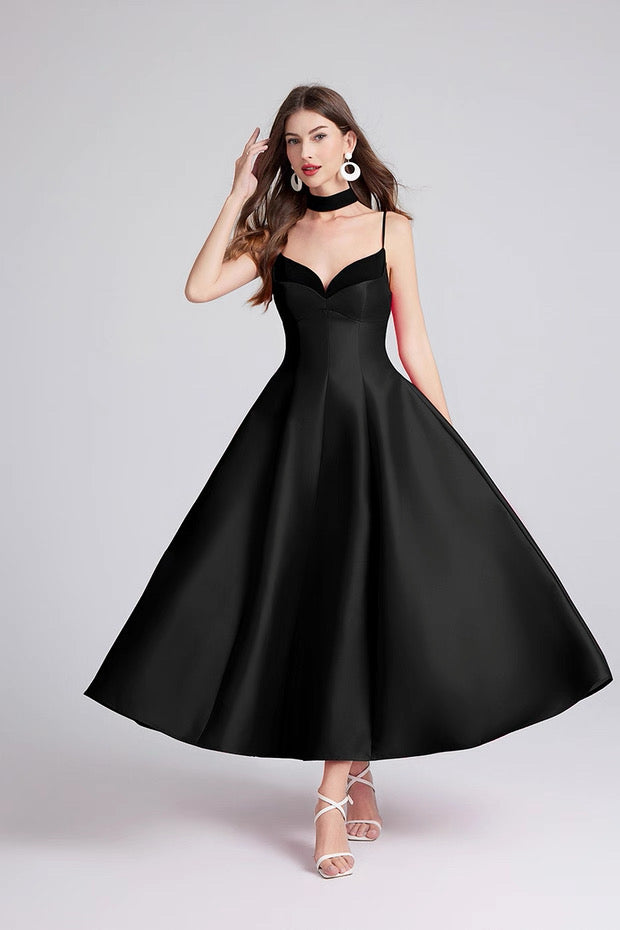 Rosalie Satin Choker Midi Dress