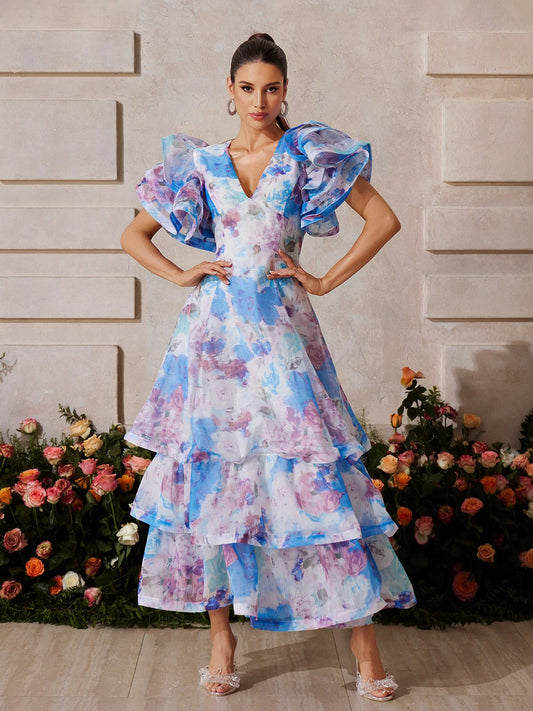 Aurora Ruffle Floral Maxi Dress
