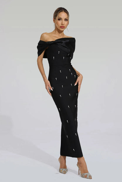 Crystal one shoulder maxi dress